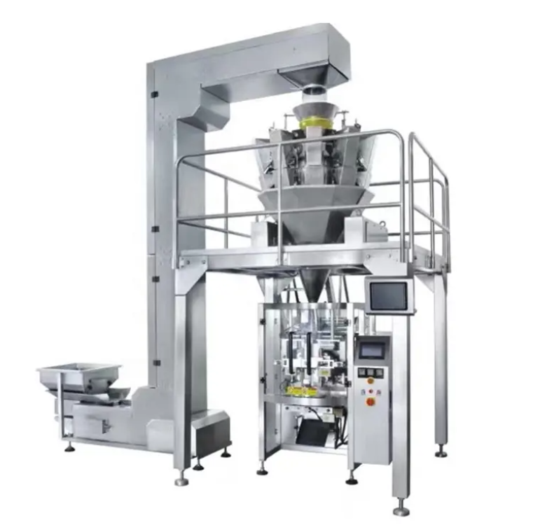 Vertical conveyor for packing chips, dried fruit, popcorn 20-45 packs per minute