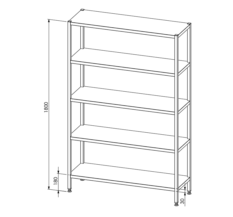 Stainless steel shelf 5 tiers