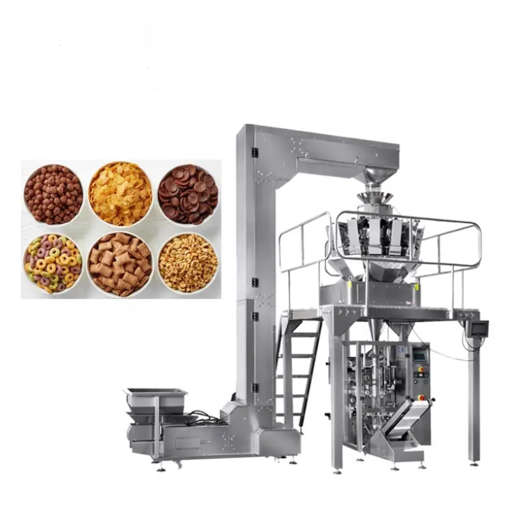 Vertical conveyor for packing chips, dried fruit, popcorn 20-45 packs per minute